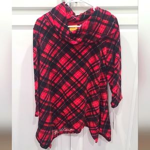 Ruby Red Plaid Top, NWT, L